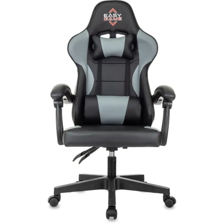 Кресло игровое Easy Game EG-907 чёрное/серое (экокожа, пластик)