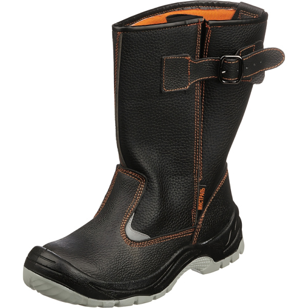 Сапоги рабочие Мистраль ПУ-ТПУ из натуральной кожи с металлическим  подноском черный (размер 41)