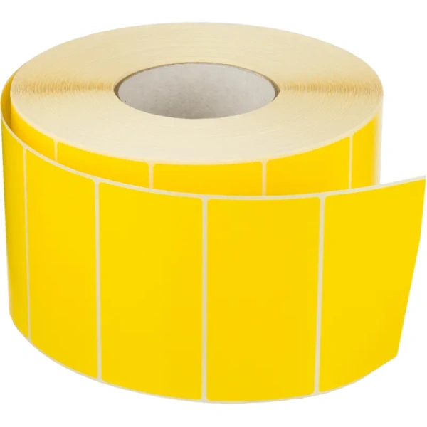 Термотрансферные этикетки 100х49 мм бумажные полуглянцевые желтые  (диаметр втулки 76 мм, 8 рулонов по 3000 этикеток)