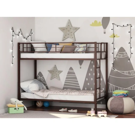 Кровать металлическая двухъярусная Севилья (коричневый, 960х1980х1630  мм)