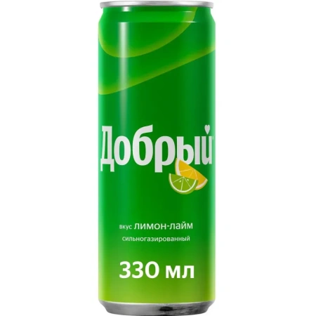 Напиток Добрый лимон-лайм газированный 0.33 л Напиток Добрый лимон-лайм газированный 0.33 л