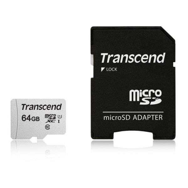 Карта памяти Transcend micro SDXC 64 Gb Class 10 (TS64GUSD300S-A)