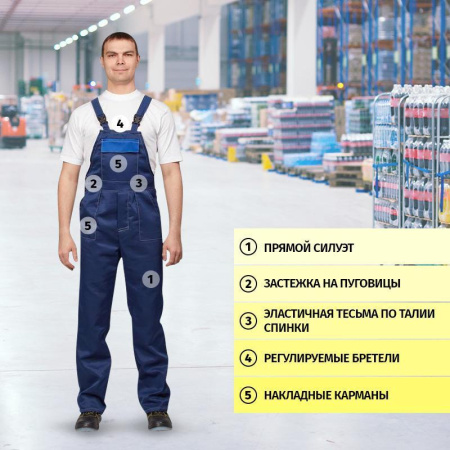 Костюм рабочий летний мужской л16-КПК синий/васильковый (размер 60-62, рост 170-176)
