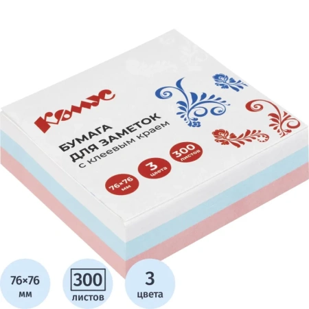 Стикеры Русская серия 76x76 мм триколор РФ (1 блок на 300 листов)