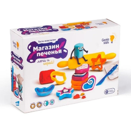 Тесто для лепки Genio Kids Магазин печенья 8 цветов по 50 г с  аксессуарами