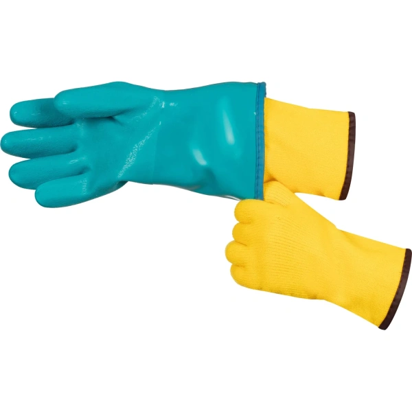 Перчатки рабочие утеплённые Jeta Safety Winter Grip хлопковые с ПВХ покрытием синие/жёлтые (7 класс вязки, размер 8, M, JPW-811)