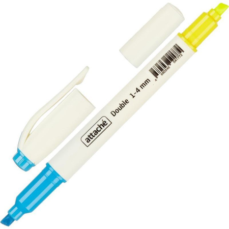Текстовыделитель Attache Double желтый/голубой (толщина линии 1-4 мм)