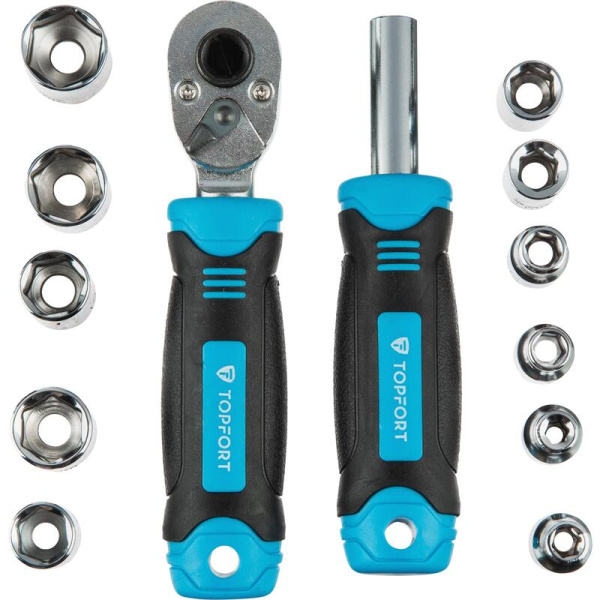 Отвертка реверсивная TOPFORT с насадками 40 штук