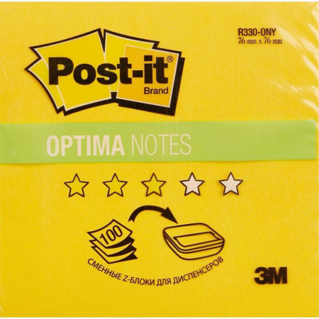 Стикеры Post-it Optima 76x76 мм Z-сложения желтые неоновые 100 листов