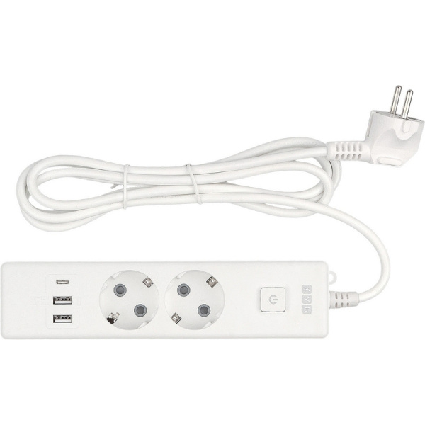 Удлинитель Power Cube 2 розетки + USB 1.9 м с заземлением и выключателем  (PC-4-2M)