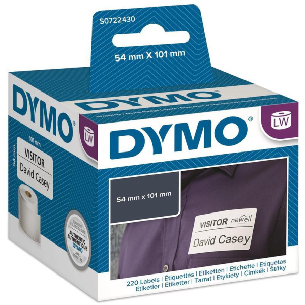 Картридж для принтера этикеток DYMO S0722430 LW (54 мм x 101мм, цвет ленты белый, шрифт черный)