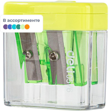 Точилка для карандашей Deli E0576 Cubic с контейнером пластиковая Точилка для карандашей Deli E0576 Cubic с контейнером пластиковая