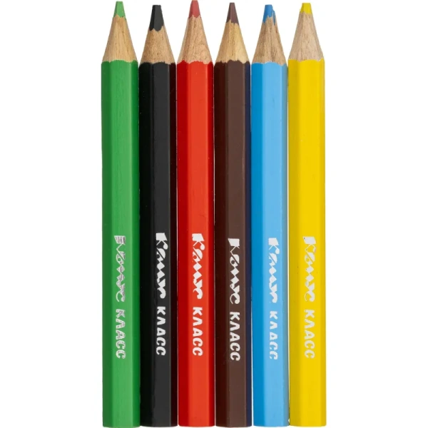 Карандаши цветные Комус Класс ColorPics 6 карандашей 6 цветов  шестигранные (укороченные)