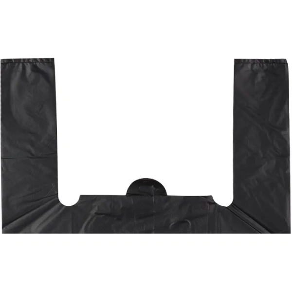 Пакет-майка ПНД 15 мкм черный (38+20х68 см, 100 штук в упаковке)