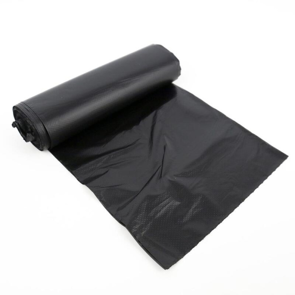 Мешки для мусора на 60 л черные (ПНД, 30 мкм, в рулоне 20 штук, 56х66  см)