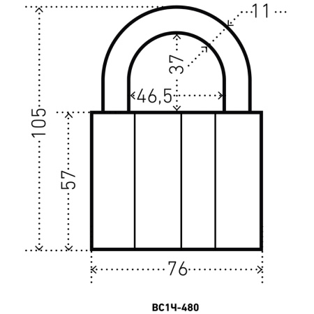 Замок навесной Аллюр ВС1Ч-480 76 мм серый