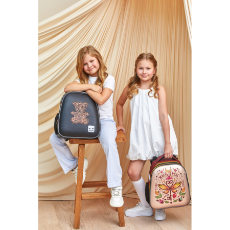 Ранец Комус Класс Basic Медвежонок анатомический чёрный с двумя  отделениями