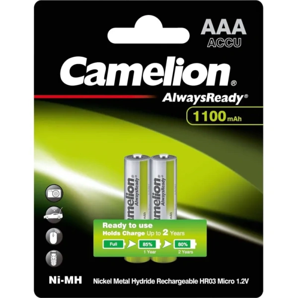 Аккумулятор AAA 1100 мАч Camelion Always Ready 2 штуки в упаковке Ni-Mh  (15037)