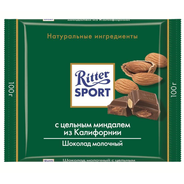 Шоколад Ritter Sport молочный с цельным миндалем 100 г