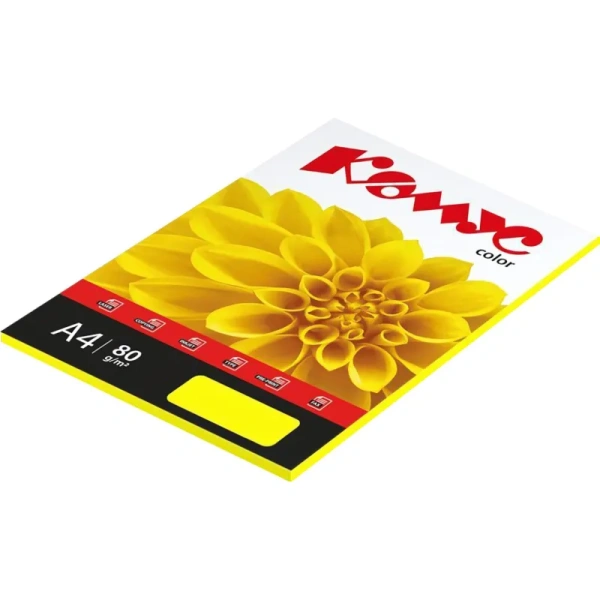 Бумага цветная для печати Комус Color лимон интенсив (А4, 80 г/кв.м, 50  листов) Бумага цветная для печати Комус Color лимон интенсив (А4, 80 г/кв.м, 50  листов)