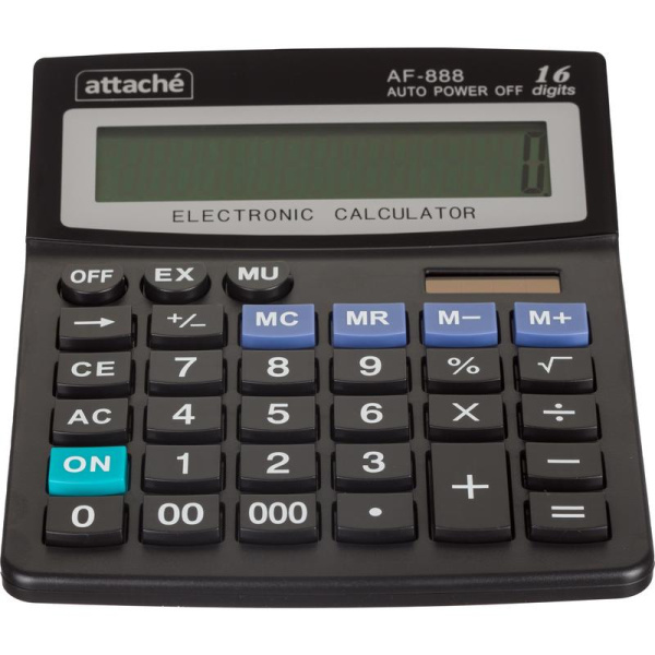 Калькулятор настольный Attache AF-888 16 разрядный черный 210x165x48 мм