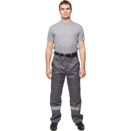 Костюм рабочий летний мужской л22-КБР с СОП темно-серый/светло-серый (размер 56-58, рост 194-200)