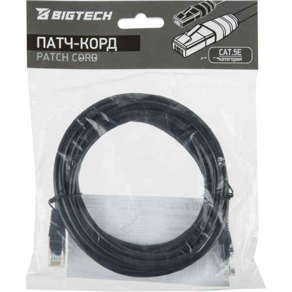 Патч-корд витая пара BigTech OPCC010 UTP CCA cat 5e 3 м