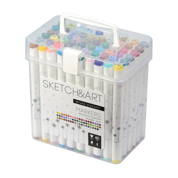 Набор маркеров Sketch&Art Мега-набор двухсторонних 60 цветов (толщина линии 3 мм)