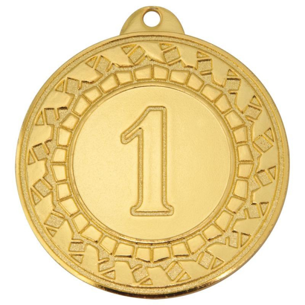 Медаль призовая 1 место 45 мм золотистая
