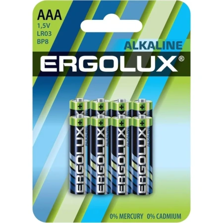 Батарейка AAA мизинчиковая Ergolux (8 штук в упаковке)