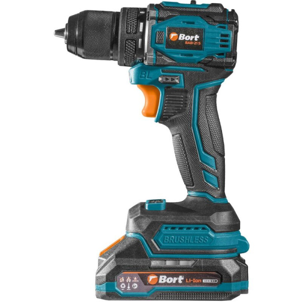 Дрель-шуруповерт аккумуляторная Bort BAB-21S бесщеточная 2 АКБ x Li-ion  (18 В, 2 Ач)+ЗУ в кейсе (93414912)