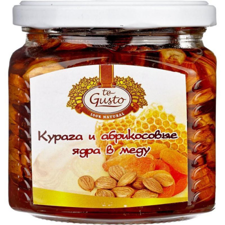 Мед te Gusto с курагой и ядрами абрикосовых косточек 300 г Мед te Gusto с курагой и ядрами абрикосовых косточек 300 г