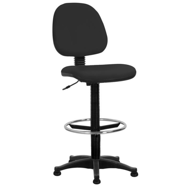 Кресло кассира Regal с опорой для ног высокая база черное (ткань/пластик)