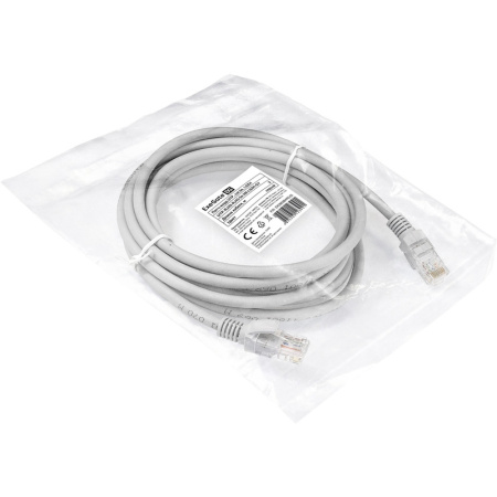 Патч-корд витая пара ExeGate UTP-RJ45-RJ45-5e-3M-LSZH-GY 5e 3 м