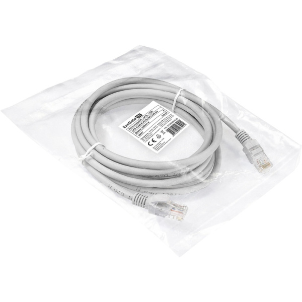 Патч-корд витая пара ExeGate UTP-RJ45-RJ45-5e-3M-LSZH-GY 5e 3 м