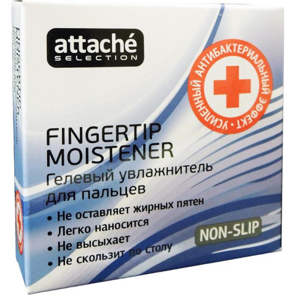 Подушка для смачивания пальцев гелевая Attache Selection с усиленным антибактериальным эффектом 25 г