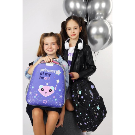 Ранец №1 School Light Princess анатомический серый с двумя отделениями