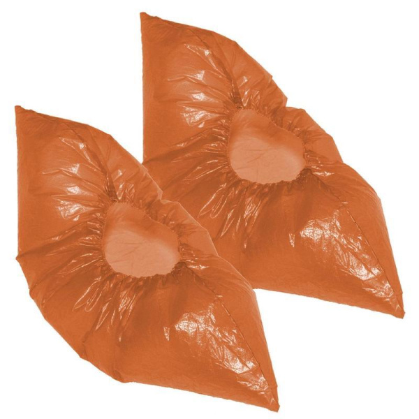 Бахилы одноразовые полиэтиленовые стандартной плотности 21 мкм оранжевые  (2,1 г, 50 пар в упаковке)