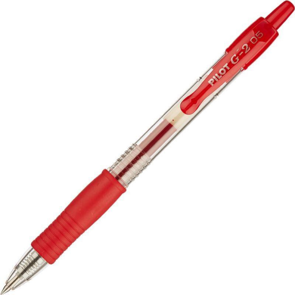 Ручка гелевая автоматическая Pilot BL-G2-5 красная (толщина линии 0.3 мм)
