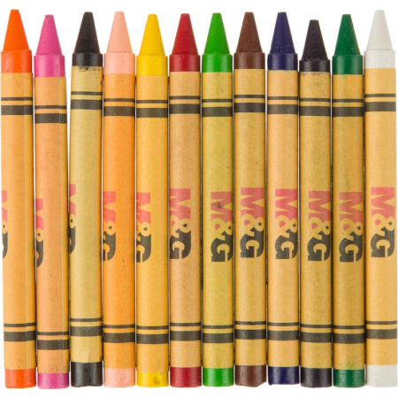 Мелки восковые M&G круглые 12 цветов