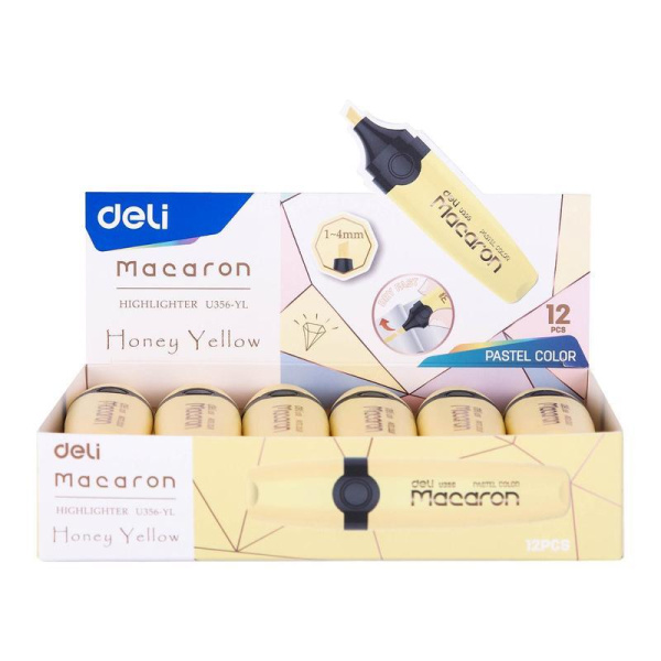 Текстовыделитель Deli Macaron желтый (толщина линии 1-5 мм)