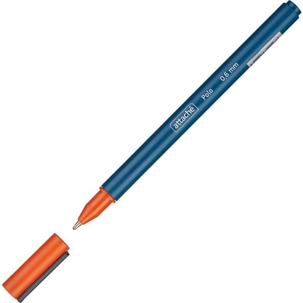 Ручка шариковая Attache Polo синяя (синий корпус, толщина линии 0.6 мм)