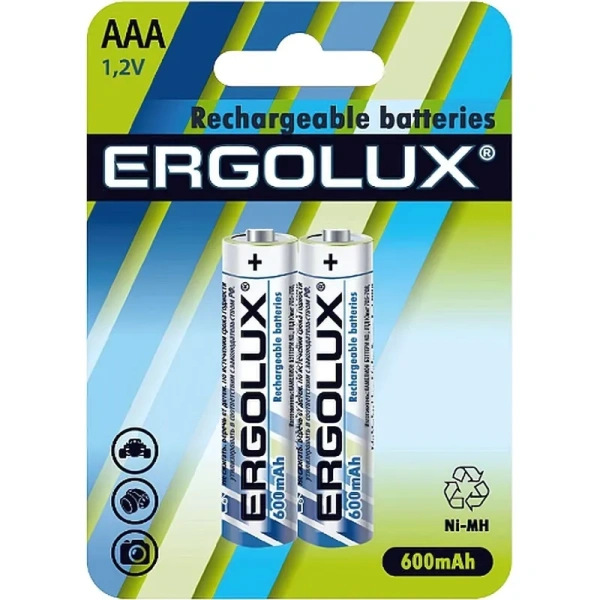 Аккумулятор AAA 600 мАч Ergolux 2 штуки в упаковке Ni-Mh (12977)