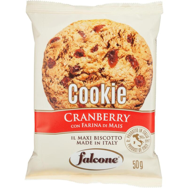 Печенье сахарное Falcone Cookies с клюквой и кукурузной мукой 200 г