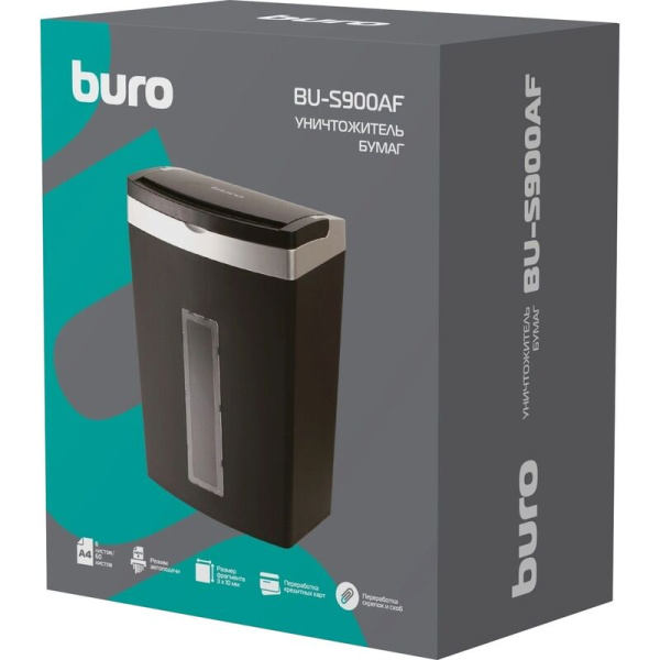 Шредер (уничтожитель документов) Buro Office BU-S900AF 5-й уровень  секретности объем корзины 21 л