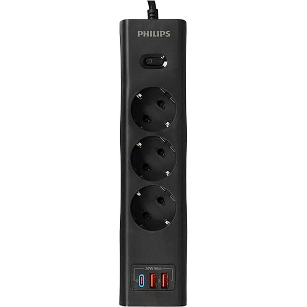 Сетевой фильтр Philips CHP4336BB/51 на 3 розетки 3 метра + 2 USB
