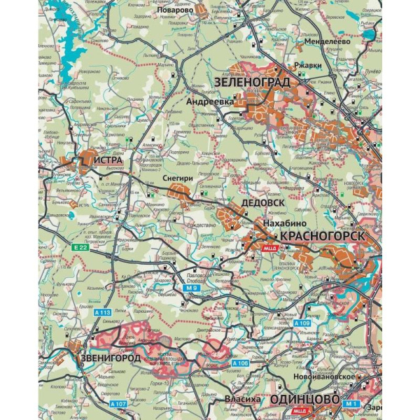 Настенная карта Москвы и Московской области (с каждым домом) 1:50  000/1:330 000 складная