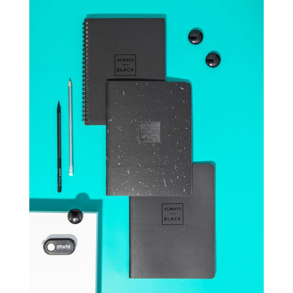 Тетрадь общая Attache Selection Квадрат ВW А5 48 листов в клетку на  скрепке