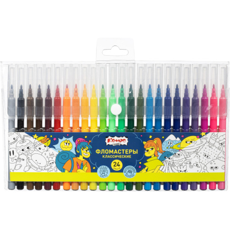 Фломастеры Комус Класс Максики 24 цвета с вентилируемыми колпачками  смываемые Фломастеры Комус Класс Максики 24 цвета с вентилируемыми колпачками  смываемые