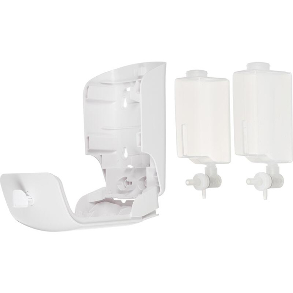 Двухкамерный дозатор для жидкого мыла/геля/шампуня Luscan Professional  Etalon пластиковый белый 2x0,55 л